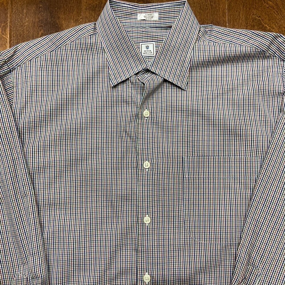 Peter Millar Multicolor Checkered Button Down Dre… - image 2
